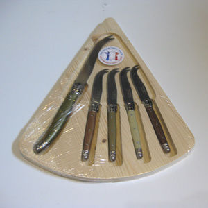 Jean Dubost Cheese Set with 5 Cheese Knives Board